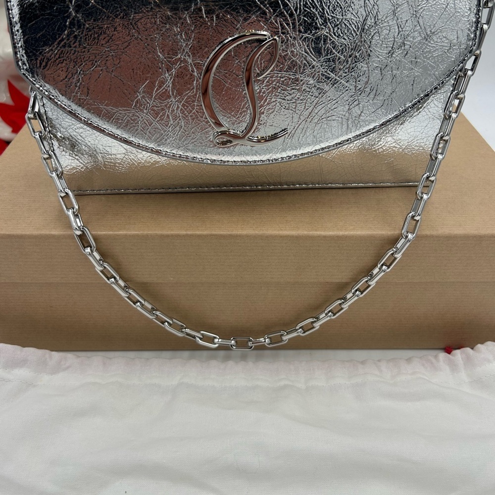 Women's Christian Louboutin, LOUBI54 clutch/shoulder bag with chain made Italy - Picture 4 of 15